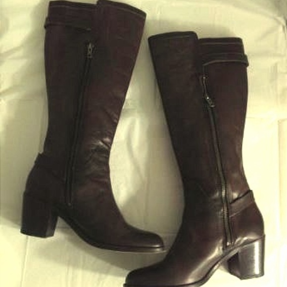Frye Janis Shield Tall Boot Brown Leather 8.5 B - Picture 1 of 8